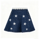 Dark Blue Denim Skirt with White Stars & Stud Details